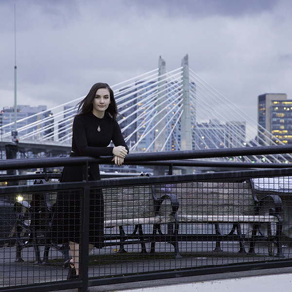 Senior portrait dramatic studio lighting Portland photographer