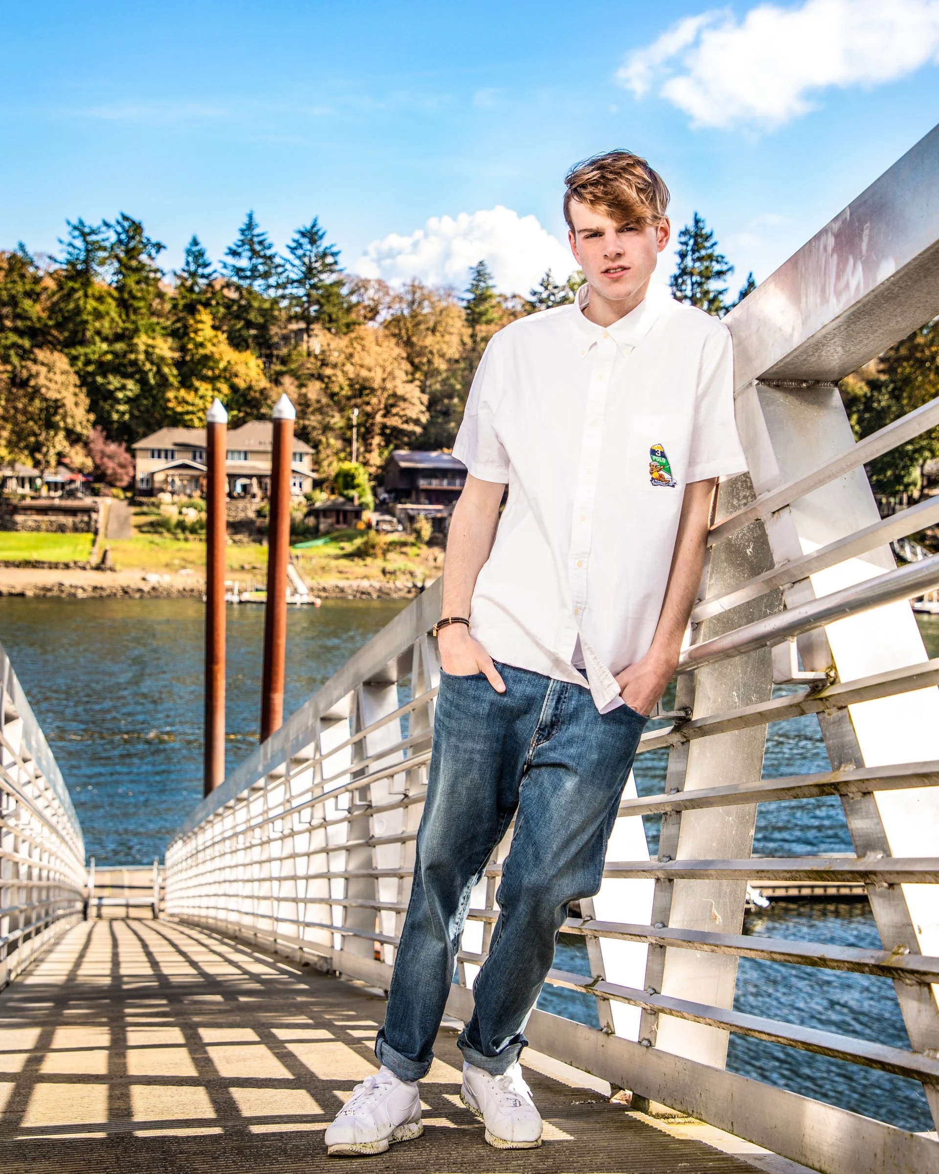 Male senior portrait outdoors Lake Oswego Oregon