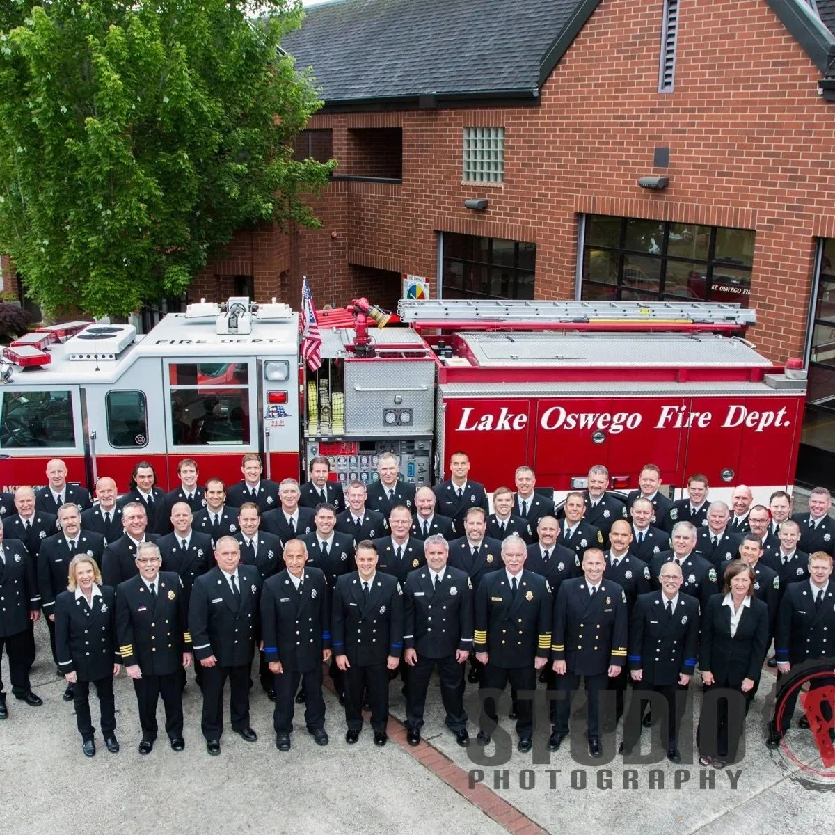 Lake Oswego Fire Department group portrait, location team headshots by Studio B Photography