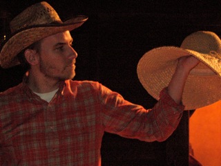  Stand-in. Jason holds Roxie's hat. Photo: Ben Smith. 