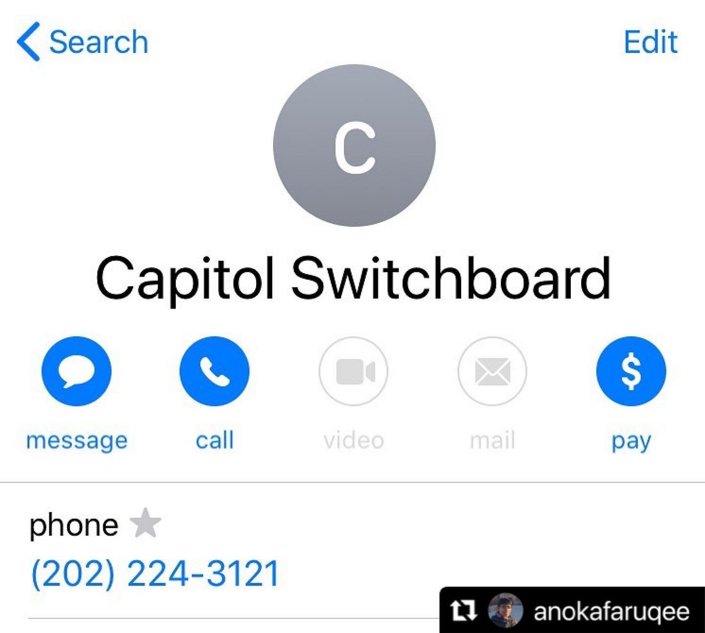 Reposting, thanks  @anokafaruqee 
・・・
You can call your congresspeople and Senators and tell them you support impeachment because the President incited an armed insurrection against the legislative branch of the US government. Unless we hold all lead