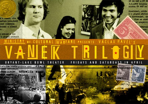 Promo postcard for The Vanek Trilogy . Ministry of Cultural Warfare. 2004. Photo: Matthew Foster