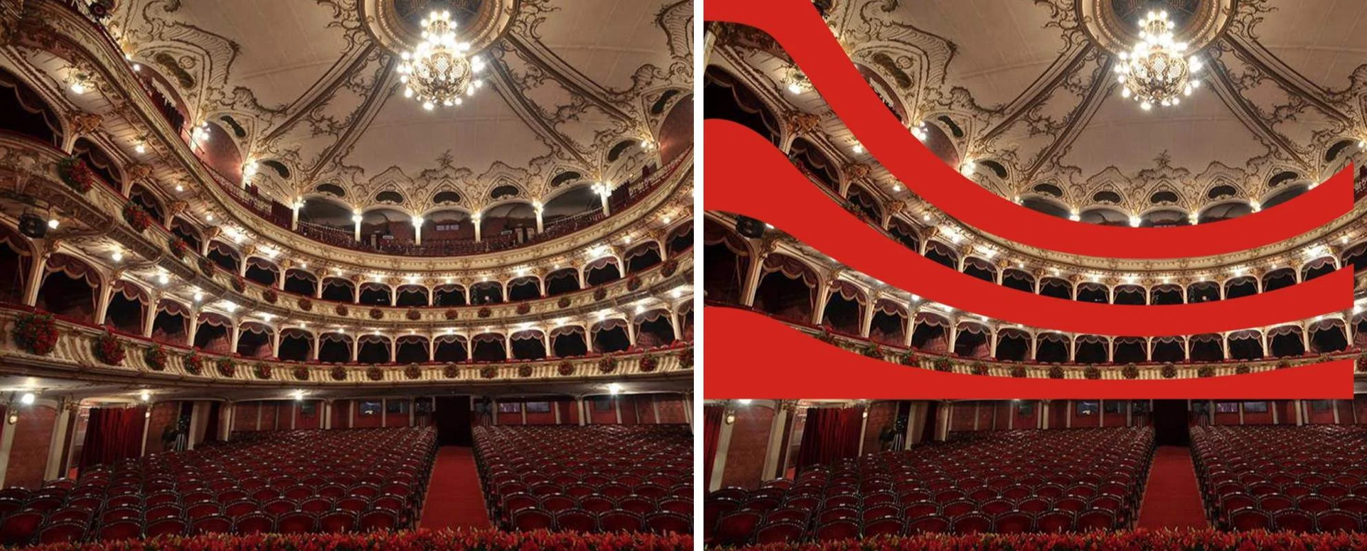 Although most cultural institutions use a representation of the building as a logo, Heraldist went the opposite way and designed a logo inspired by the interior of the building, capturing the subjective perspective of the artist, the perspective of the hall as seen from the stage