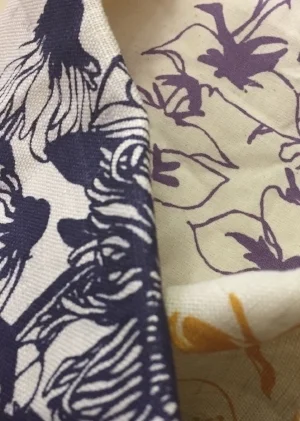 Fern's screen printing of flowers collected at the farm 