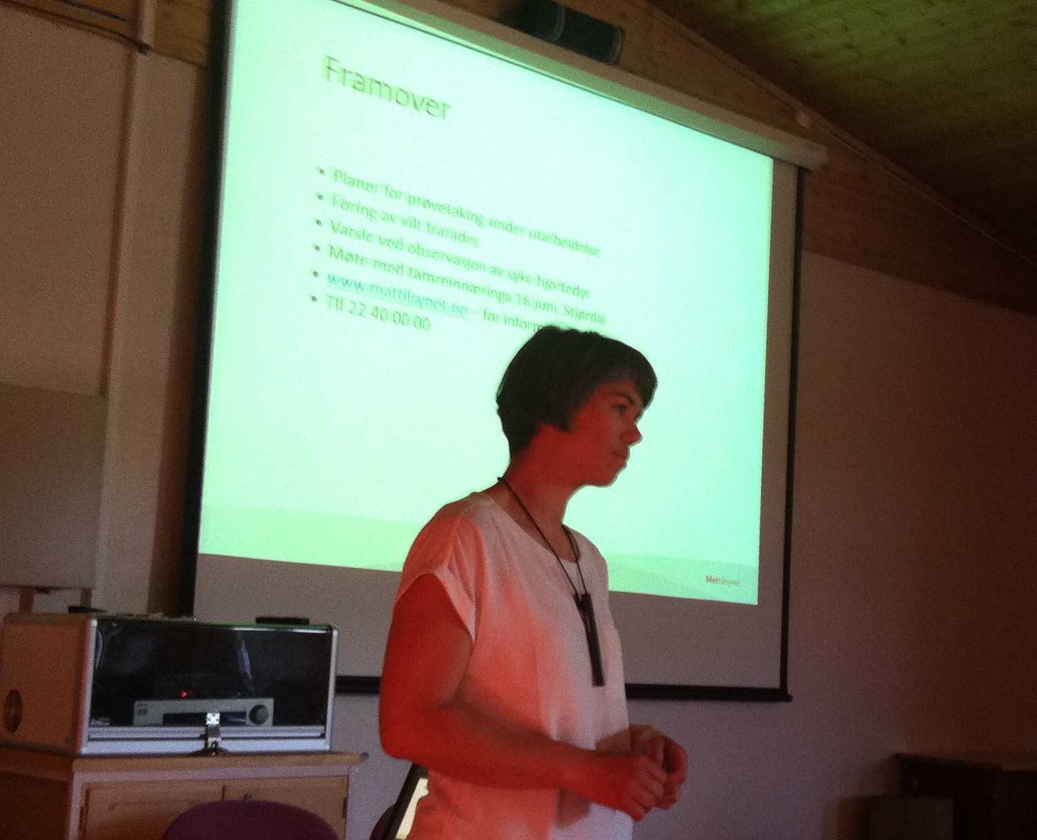 Ingeborg Stavne fra Mattilsynet fortalte om Mattilsynets rolle i forbindelse med CWD.
