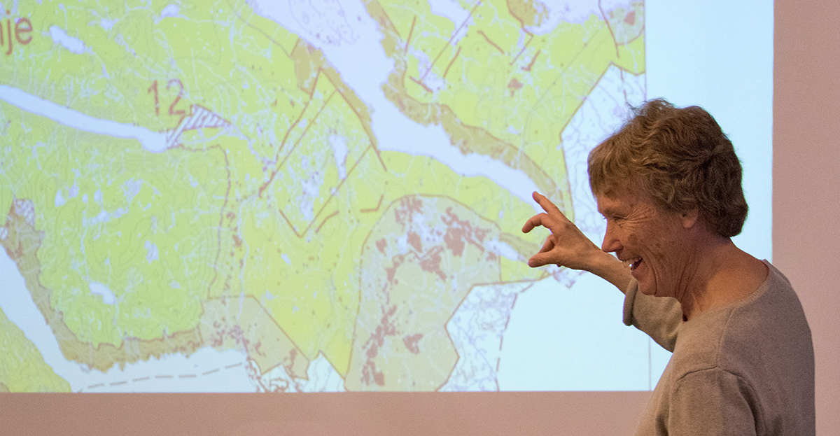 Prosjektleiar Ellen Korvald viste kor detaljert utkastet til nytt regionalplankart for Hardangervidda er. Foto: Kjell Bitustøyl