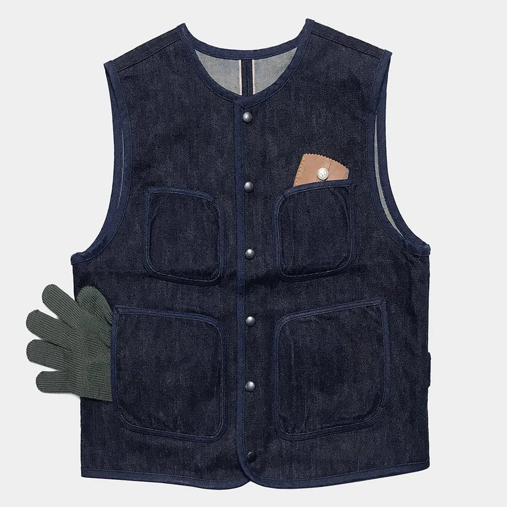 Bzen  Seth Vest 17oz loom-state Selvedge denim