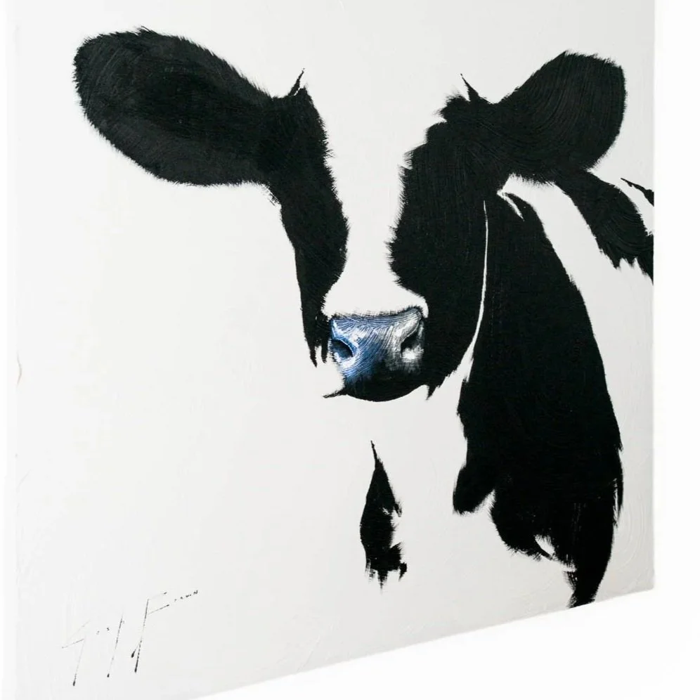 Expressive calf portrait defined by negative space and gestural paint by Josh Brown.