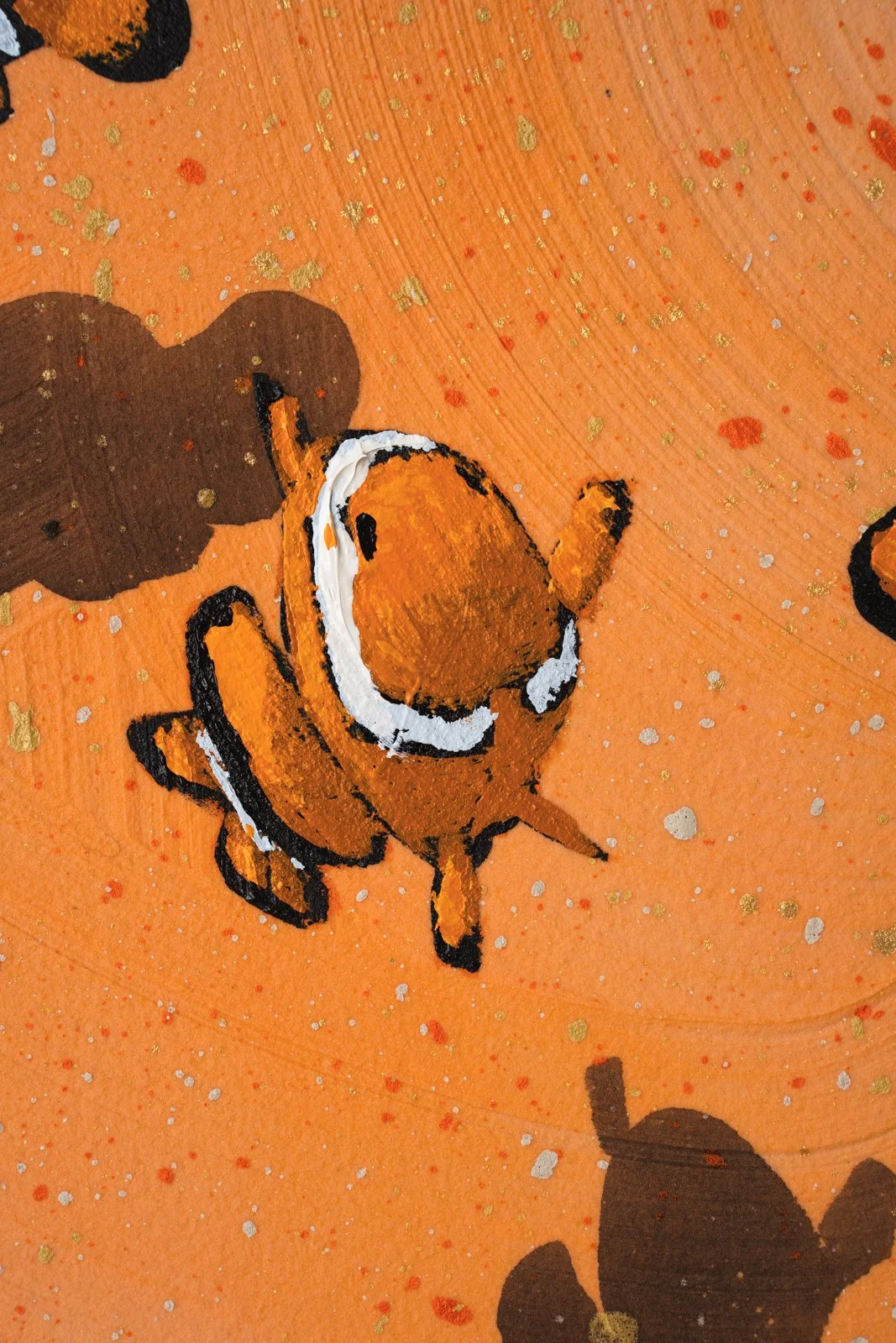 Stylized clownfish painting inspired by movement and pattern by New York City based painter Josh Brown.
