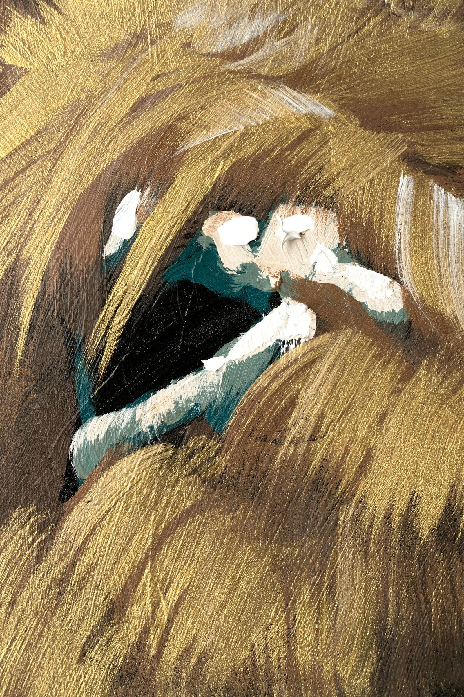Contemporary animal painting highlighting warmth, companionship, and expressive mark-making by Josh Brown.