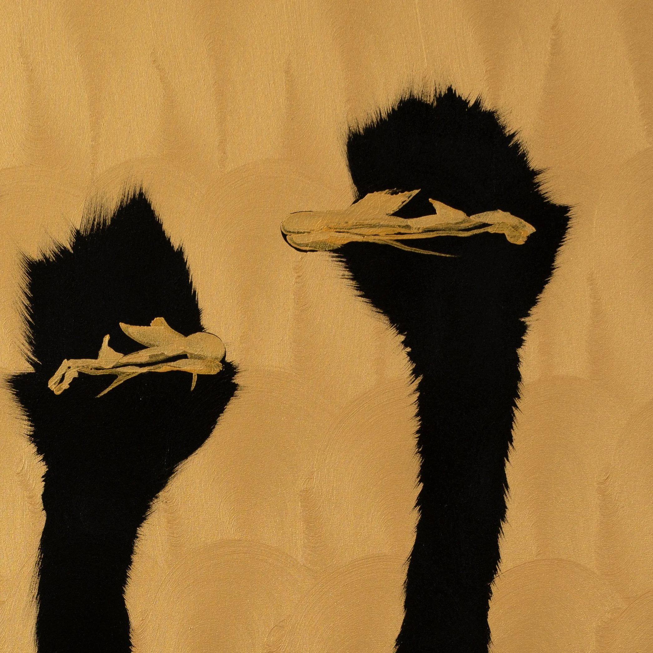Macro view of painterly gold ground with visible brush marks and tonal variation by Josh Brown.