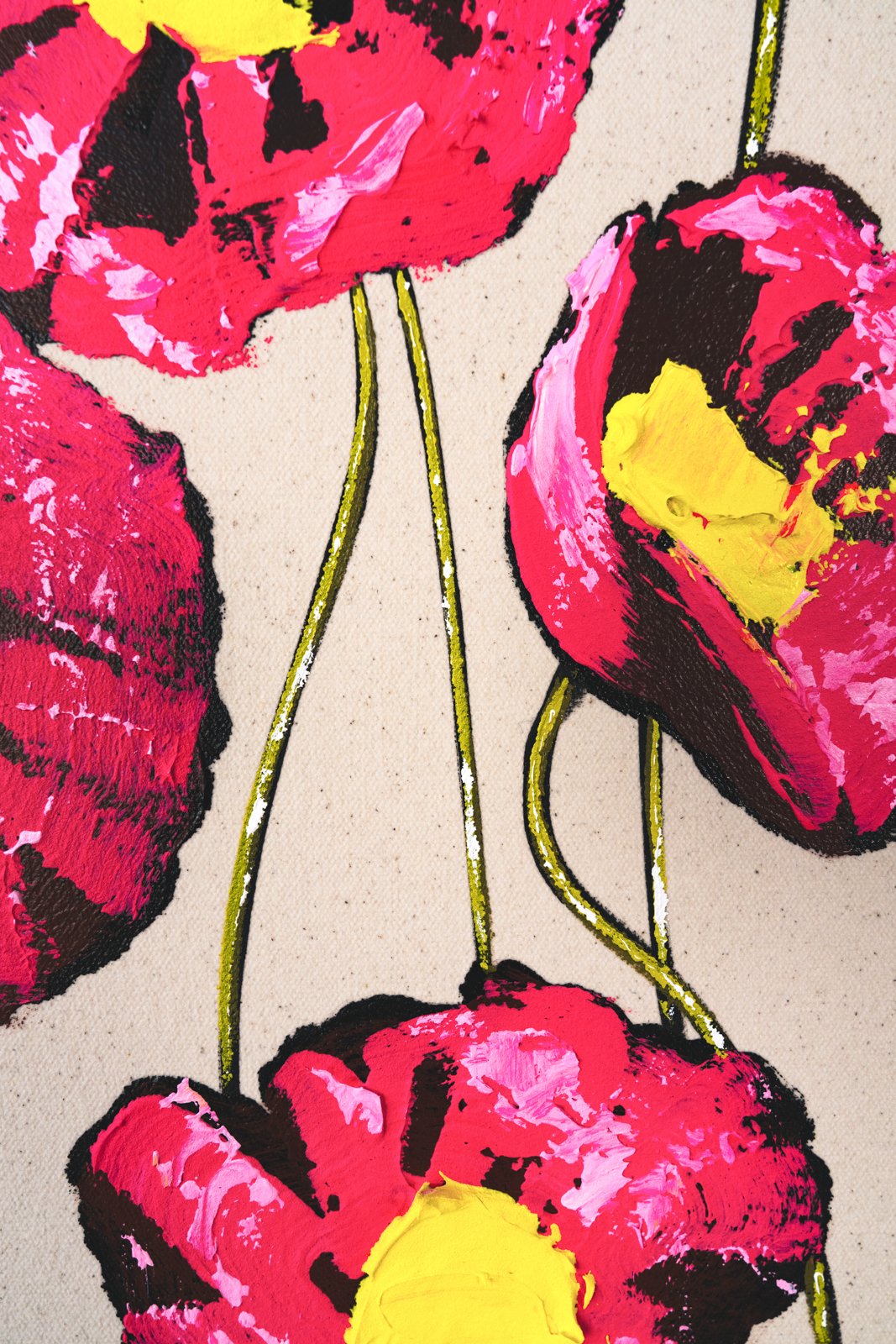 Gallery-style floral painting designed to add color and warmth to modern interiors by Josh Brown.