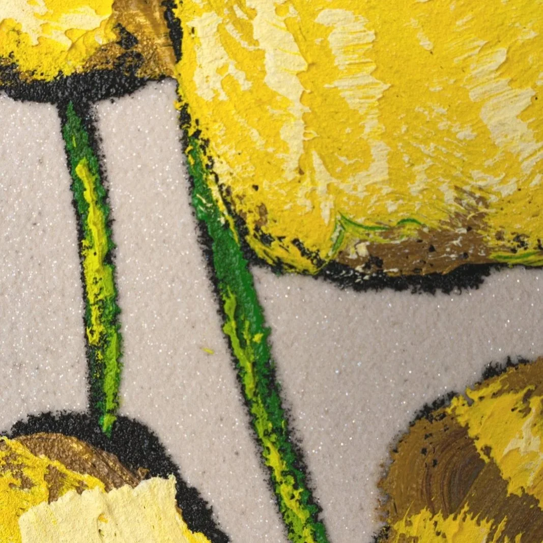Original modern floral painting created with bold palette-knife texture by Josh Brown.
