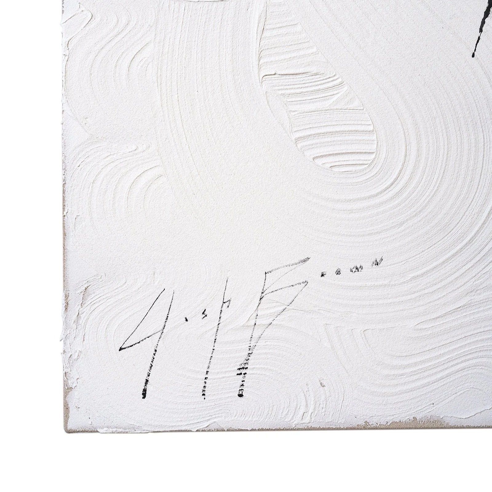 Contemporary cow painting emphasizing silhouette, negative space, and gestural mark-making by Josh Brown featuring the artist's signature.