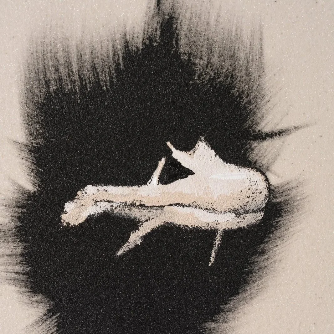 Close-up emphasizing painterly edges on an ostrich face with a white highlight on the beak in a contemporary animal painting by Josh Brown.