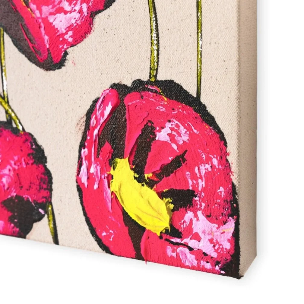 Collectible modern art painting of stylized flowers with rich texture and movement by Josh Brown.