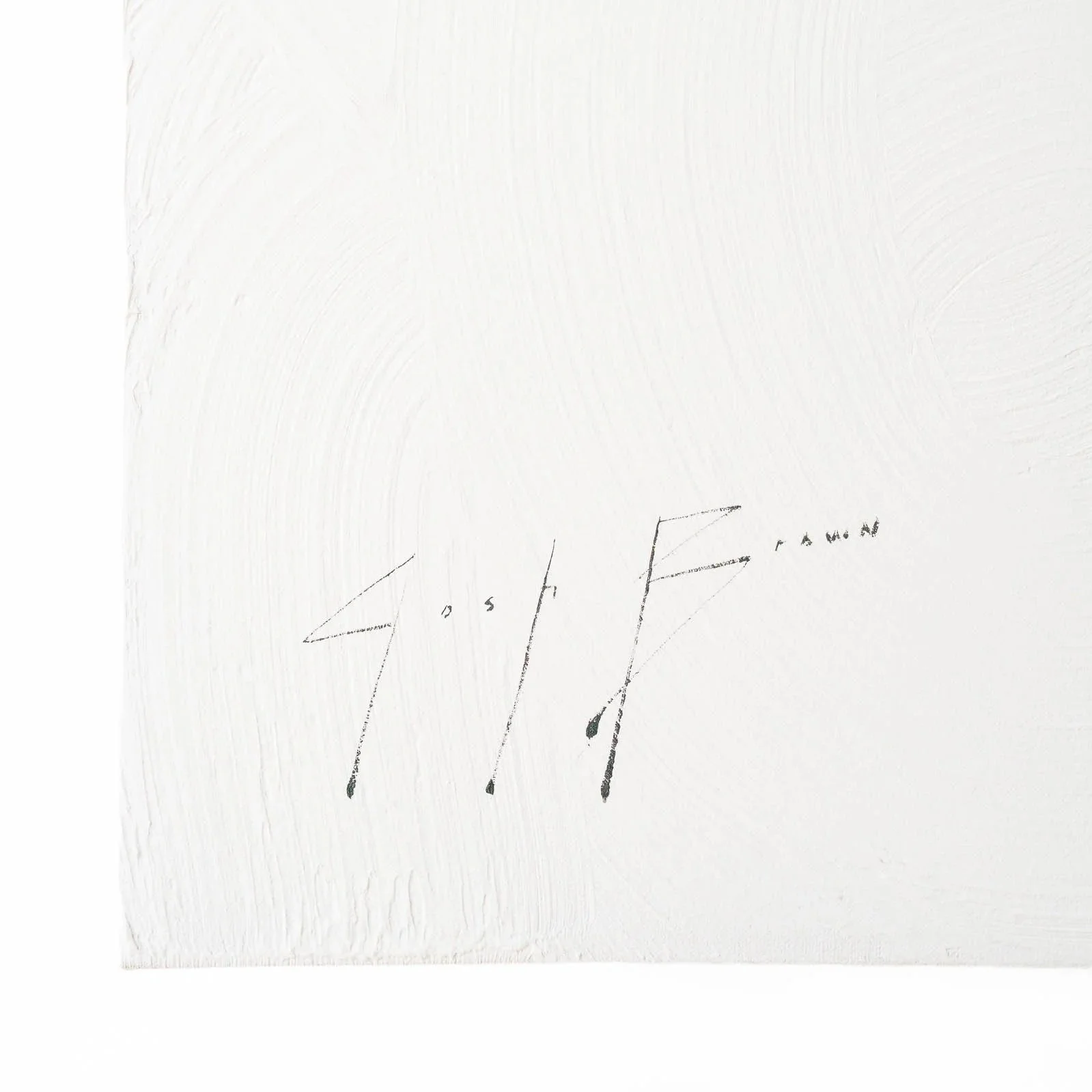 Contemporary calf portrait with simplified form and high-contrast brushwork focused on the artist's signature by Josh Brown.