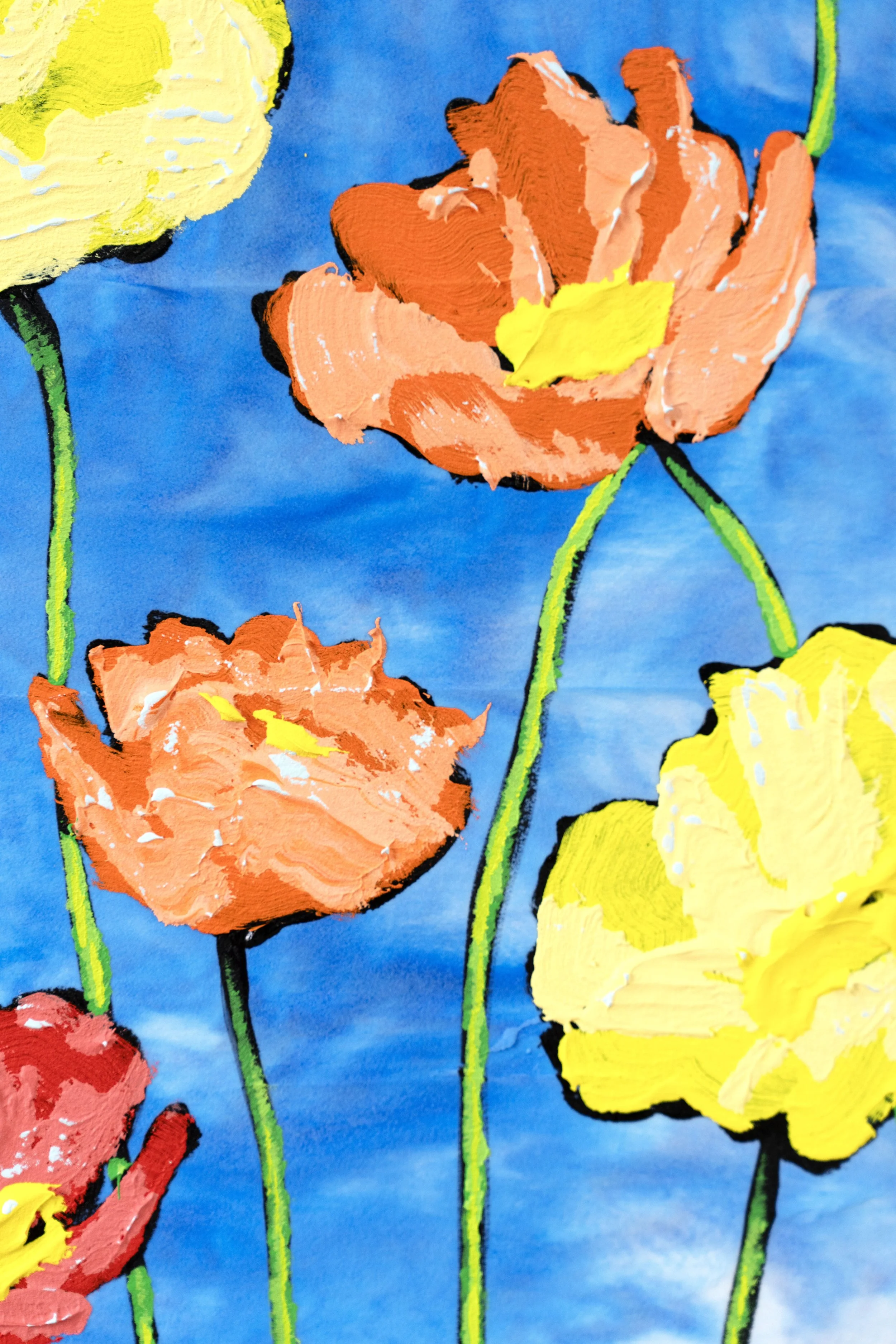 Bold modern flower painting with saturated colors and playful composition by Josh Brown.