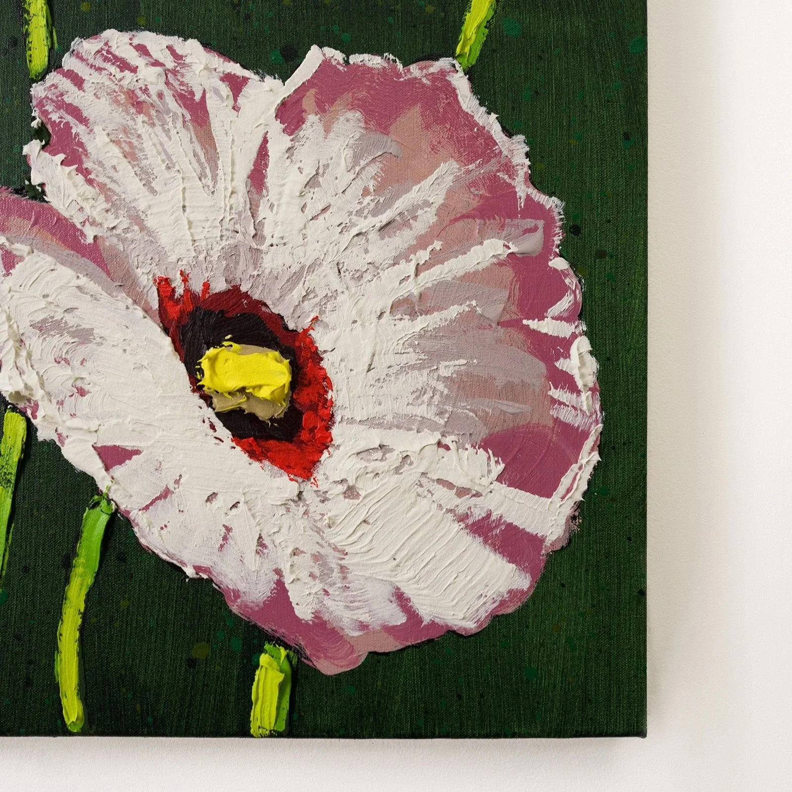 Modern floral art painting of hibiscus flowers designed for contemporary luxury interiors by Josh Brown.