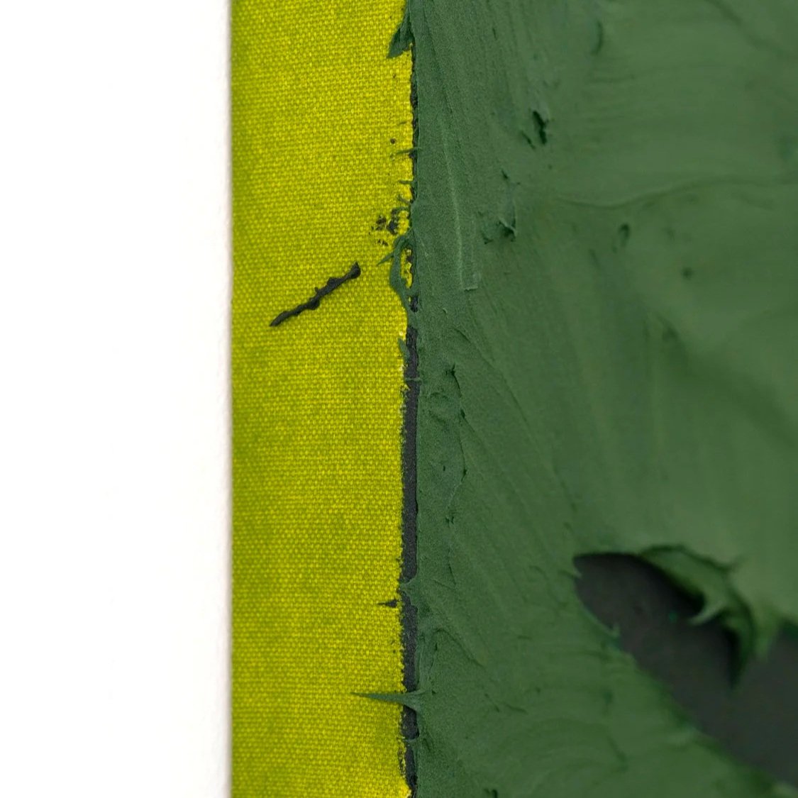 Detail of layered foliage creating depth and mystery in a contemporary acrylic painting with wildlife undertones by Josh Brown.