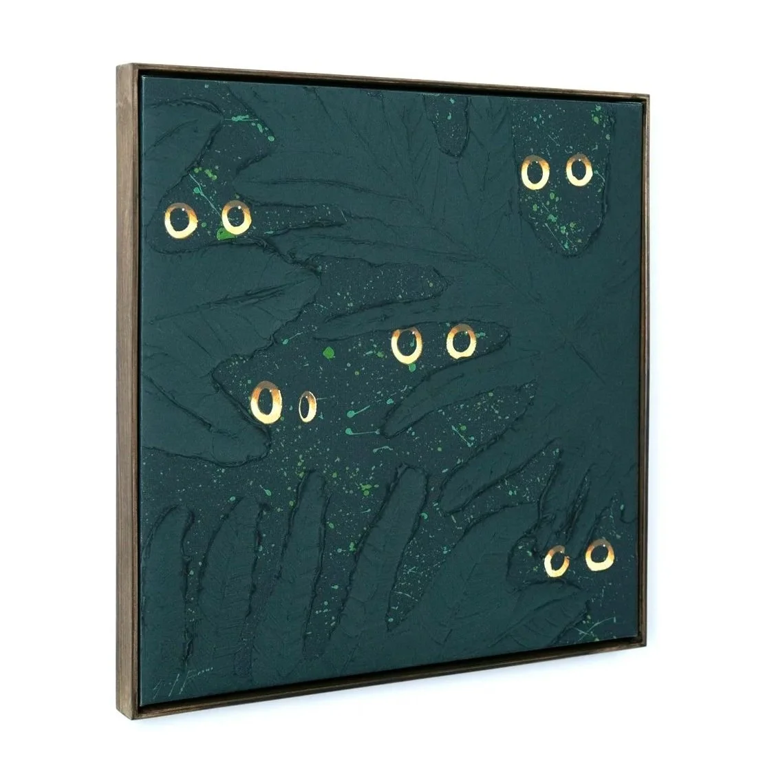 Many-Eyes-on-Dark-Green_22x22_Framed-Print-2.jpg