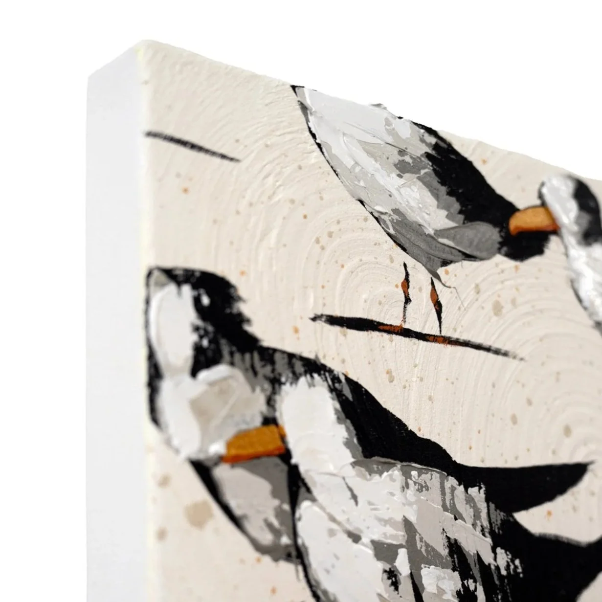 Original contemporary art depicting repeating shorebirds in motion by Josh Brown.