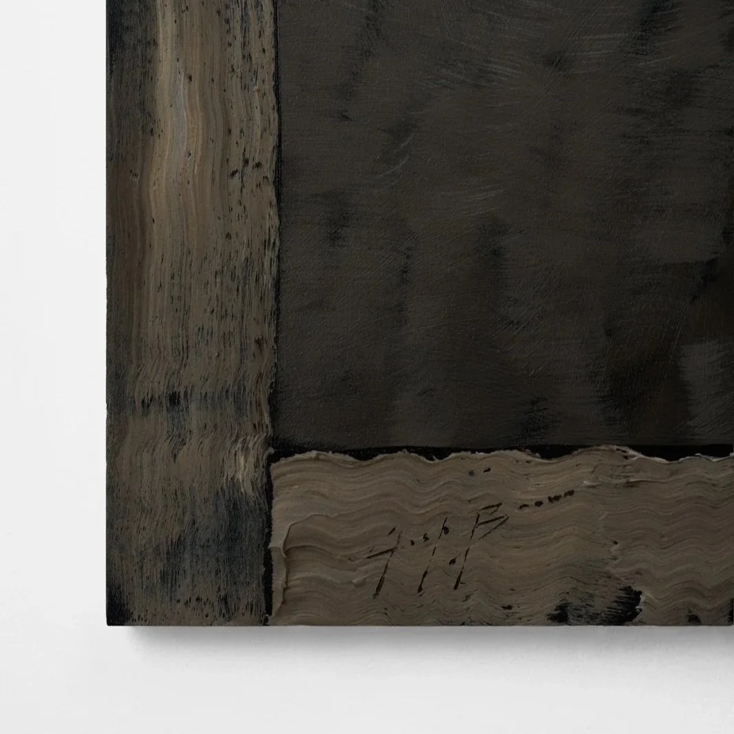 Contemporary donkey painting with upright ears and bold, gestural brushwork by Josh Brown featuring the artist's signature.