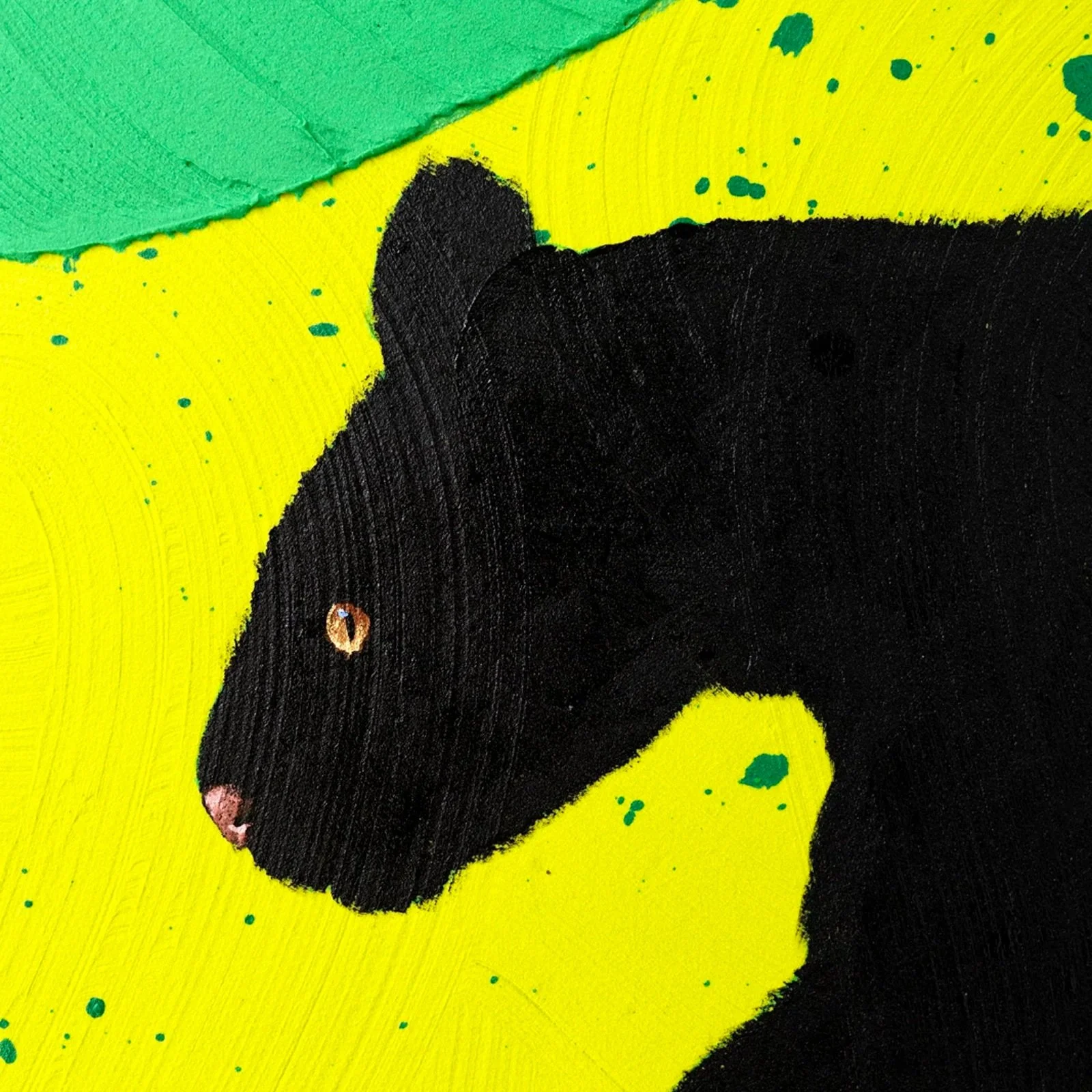 Detail of a black panther hidden throughout foliage, emphasizing pattern, movement, and modern decorative style by Josh Brown.