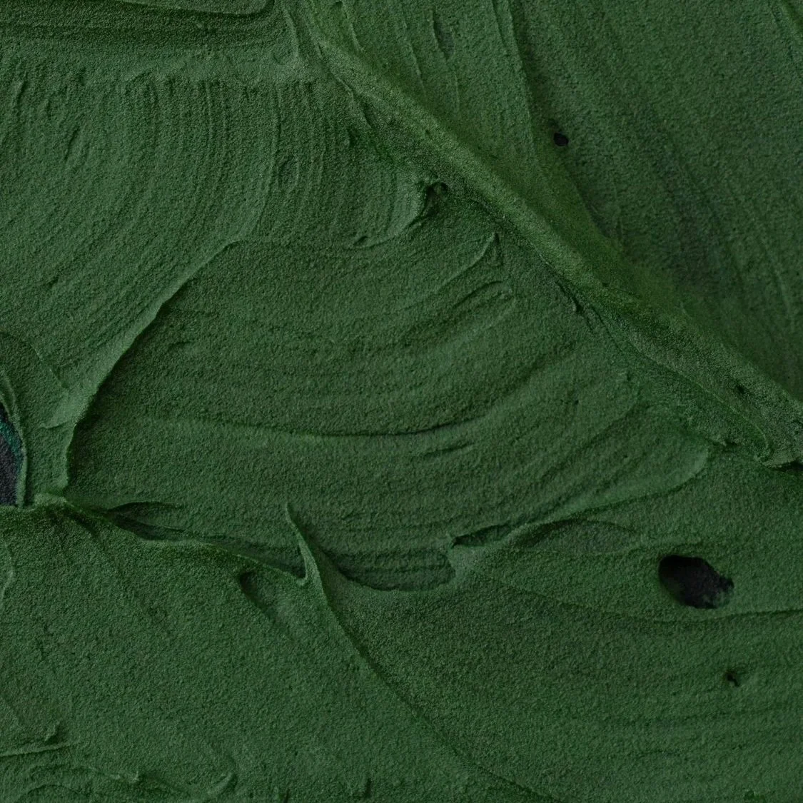 Detail view of textured green foliage in a contemporary acrylic, jungle painting by New York City based artist Josh Brown.