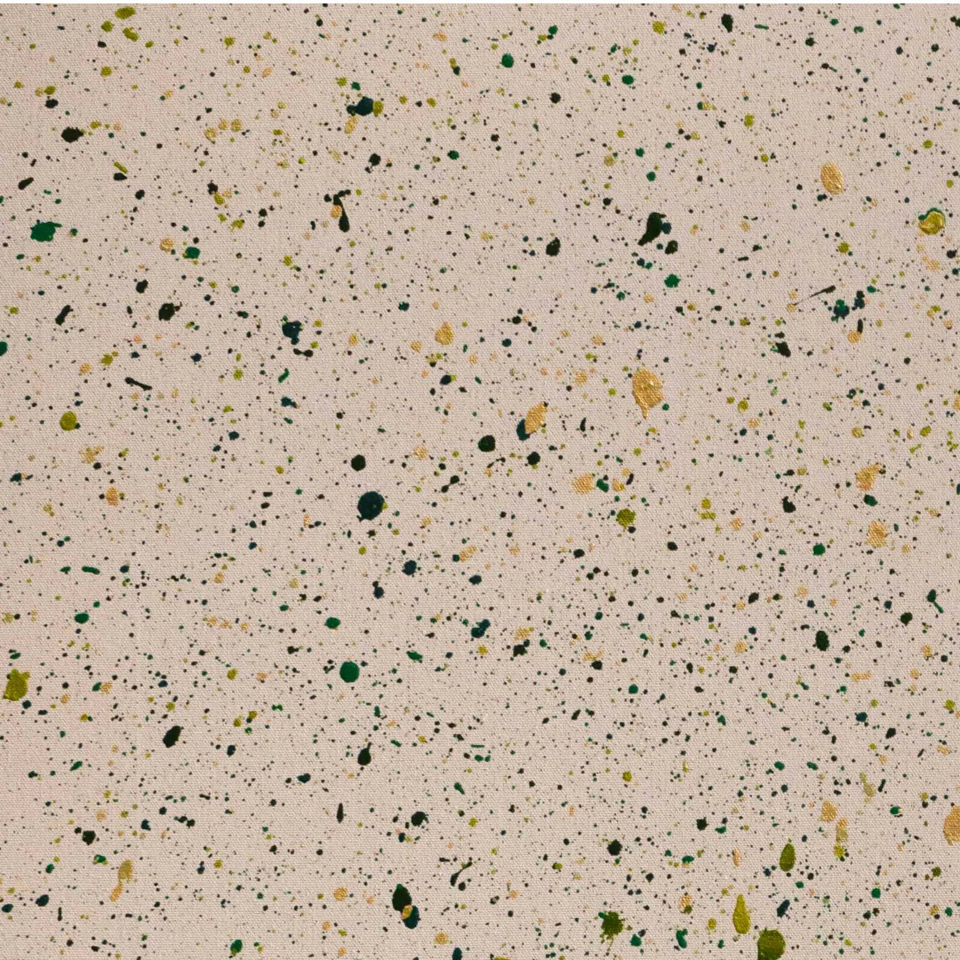 Detail showing painterly marks and speckled backdrop in a contemporary giraffe artwork by Josh Brown.