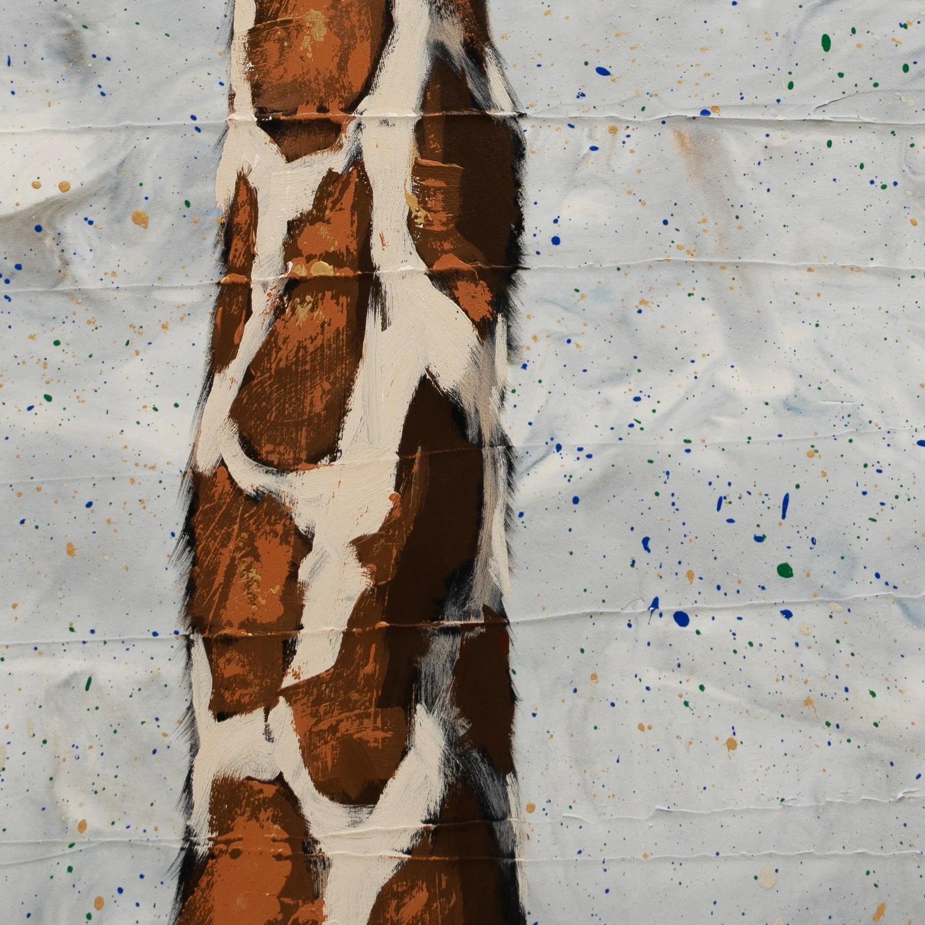 Detail of giraffe neck features rendered in bold, modern brushwork by New York City based artist Josh Brown.