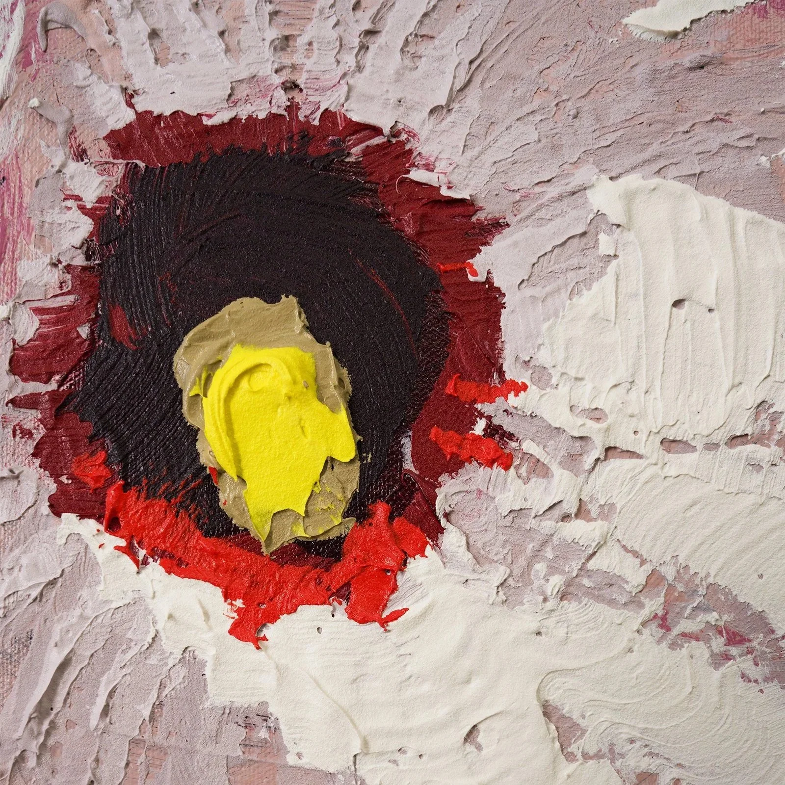 Gallery-style botanical painting featuring stylized hibiscus blossoms in acrylic by Josh Brown.