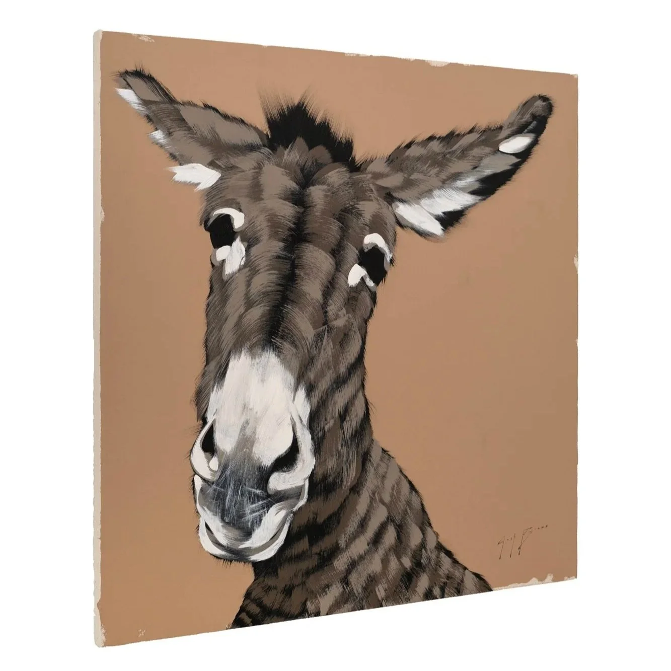 Minimalist-style donkey portrait emphasizing form, contrast, and painterly texture by Josh Brown.