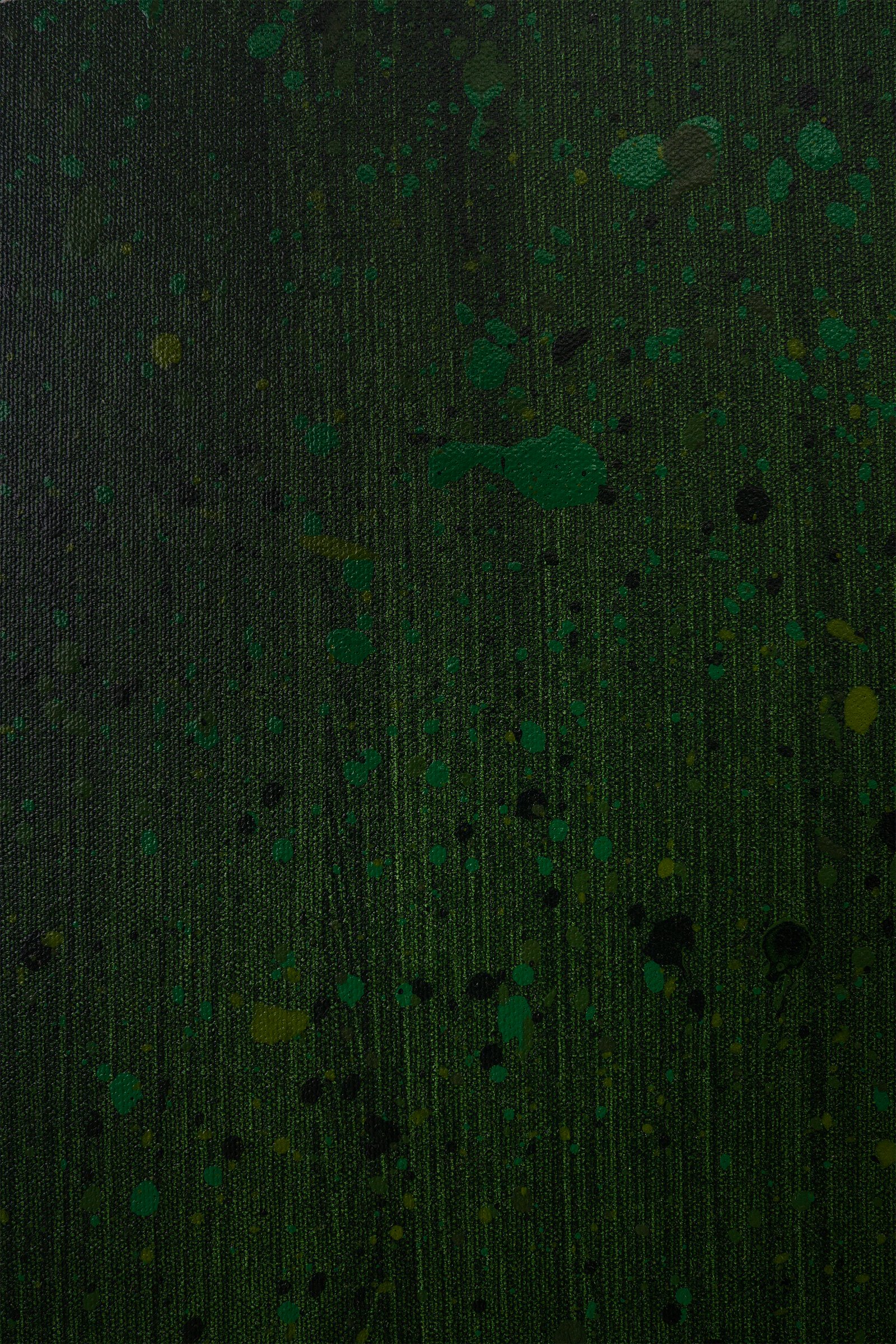 Statement floral painting of pink hibiscus flowers on deep green canvas highlighting the dark green base of the painting by Josh Brown.