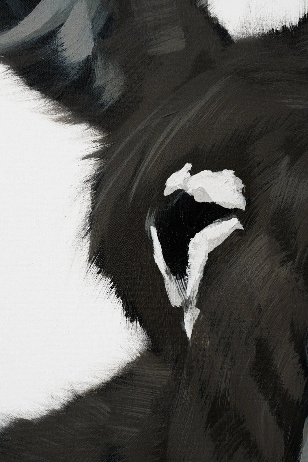 Painterly donkey portrait emphasizing texture, contrast, and direct gaze by Josh Brown.