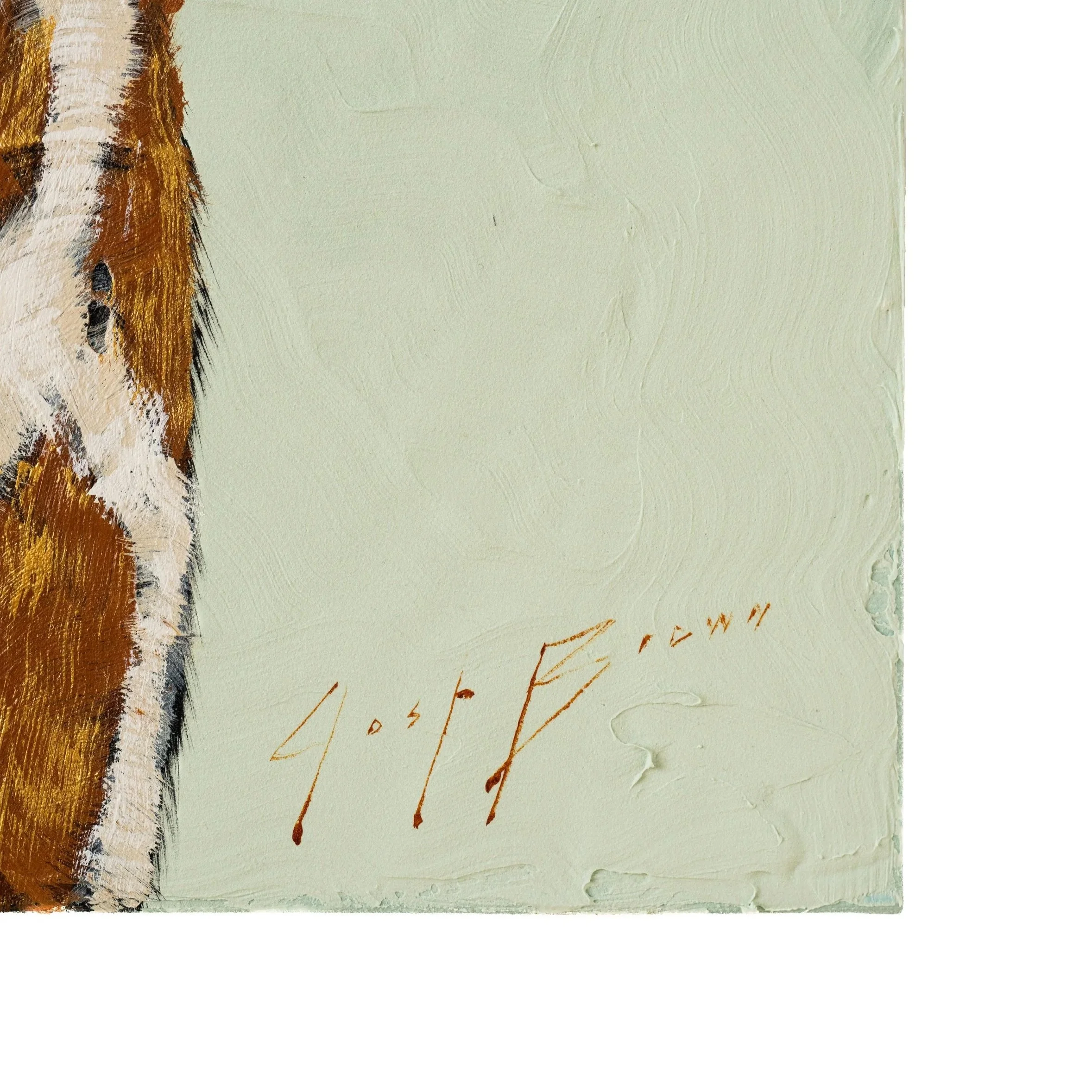 Modern wildlife portrait of a giraffe rendered with layered texture and painterly marks by Josh Brown.