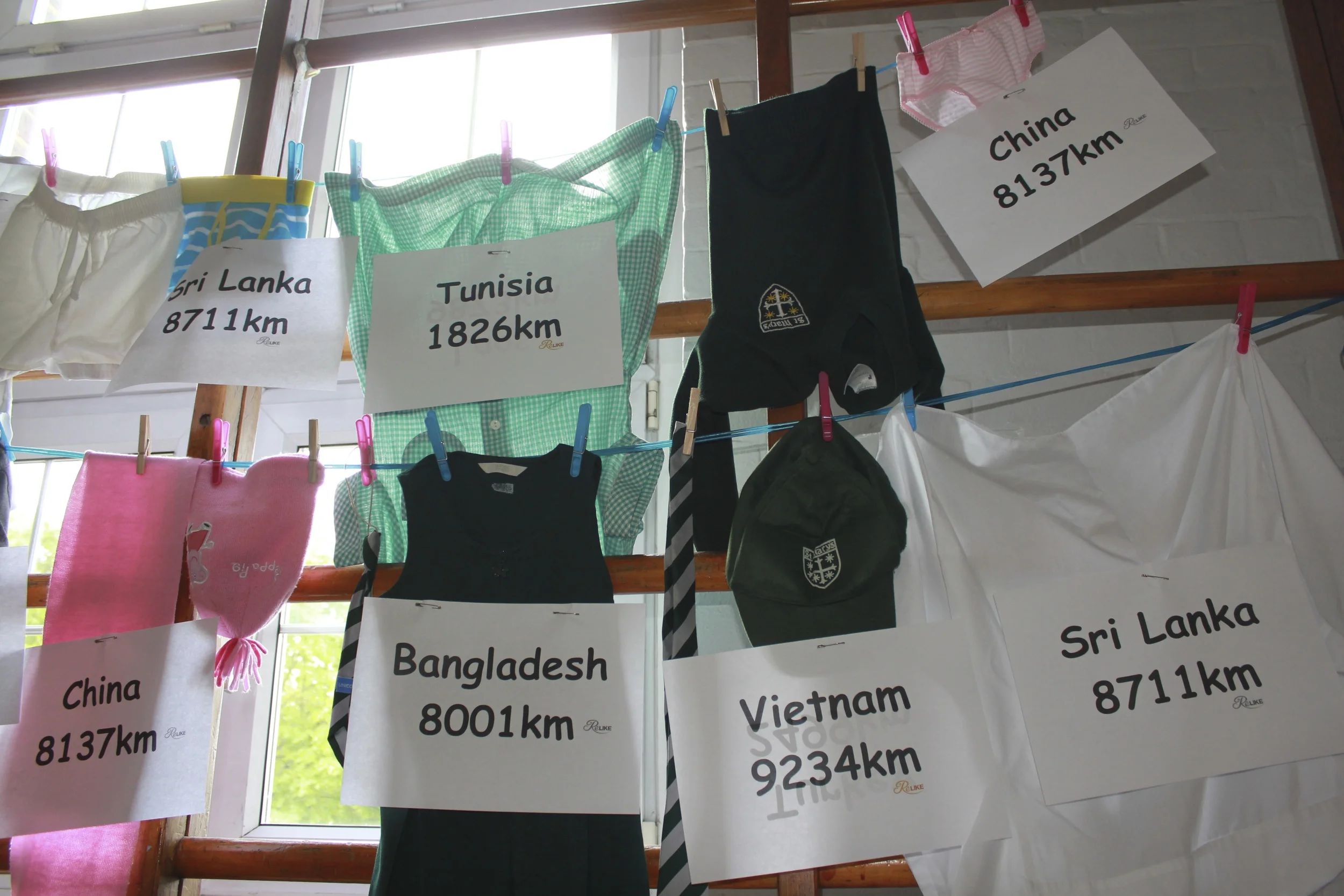 Year 4 students had researched their uniform and had traced the items to where in the world they had been manufactured. Parents and students were quite shocked to discover this and see it visualised this way, raising questions from the children about why very little was manufactured in England...