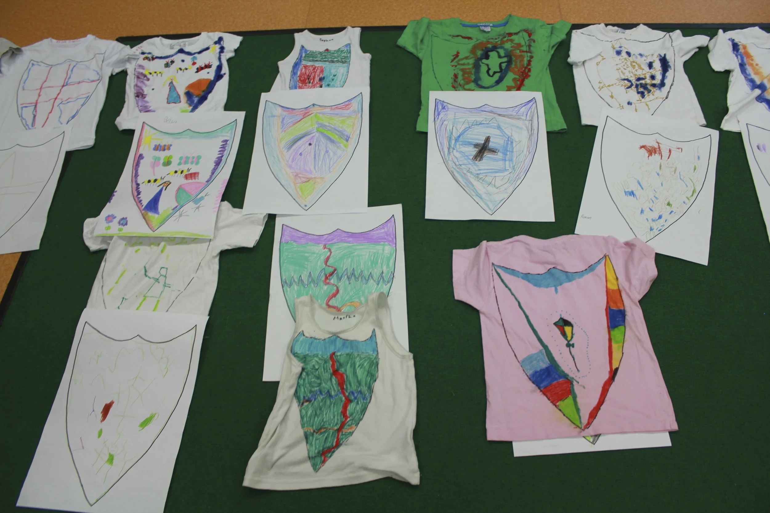 Reception class T-shirt upcycling with Mr O'Brien