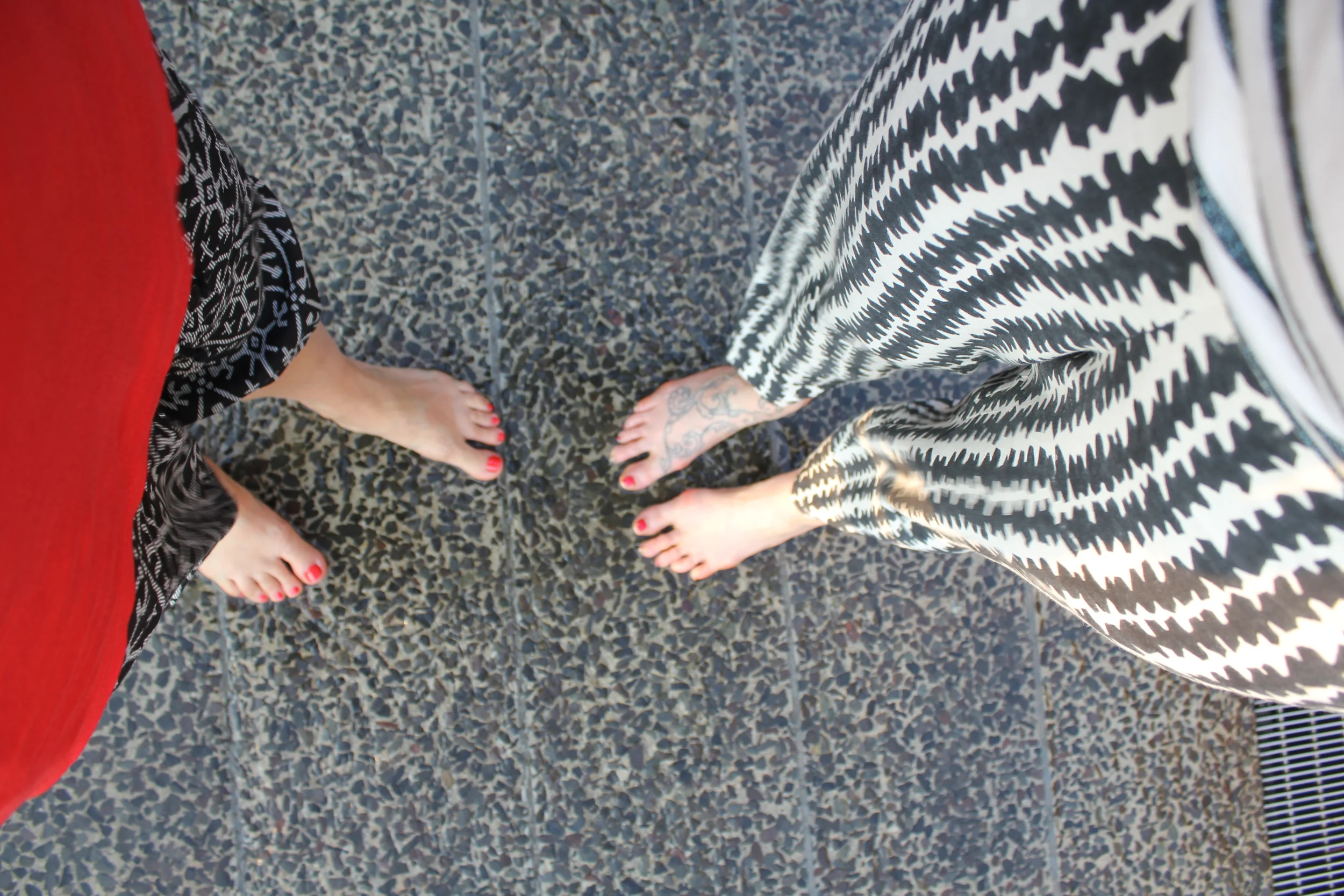 Cooling off our feet on the Highline.