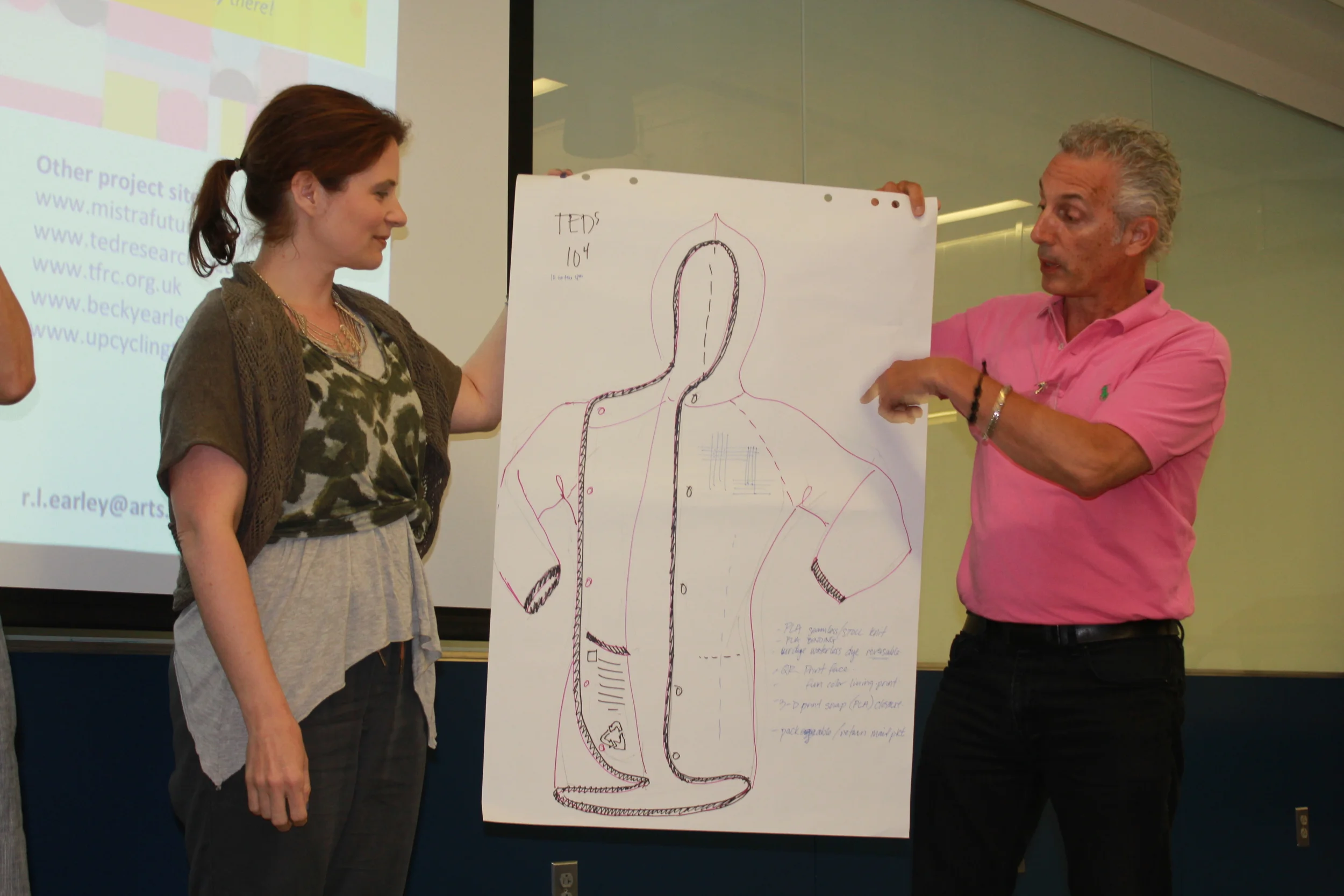 Antony Lilore presenting his jacket concept at the end of The TEN workshop.