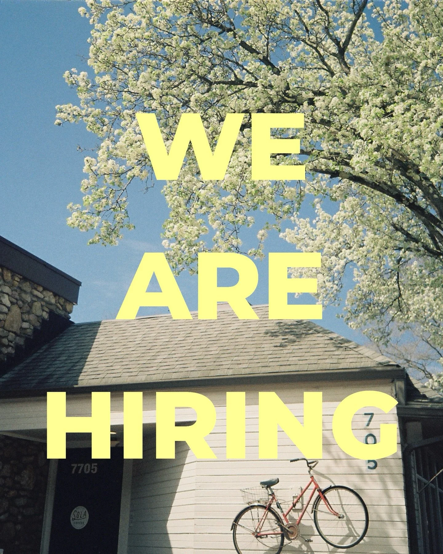 JOIN THE SOLA TEAM! Looking to add to our amazing crew! Hiring for front of house! 

* Health, dental, vision insurance 
* Retirement matching 
* Closed Sunday/Monday &amp; nights off
* PTO 
* Staff meals &amp; drinks 
* Work with the best crew aroun