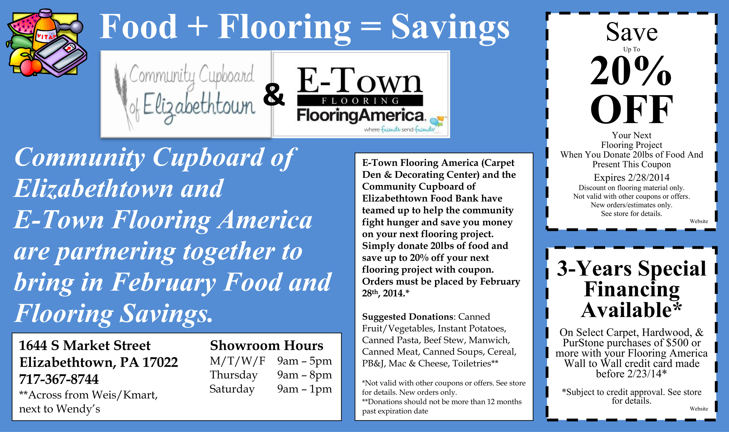2014-02 February Food Drive Website Ad - E-Town Flooring.png