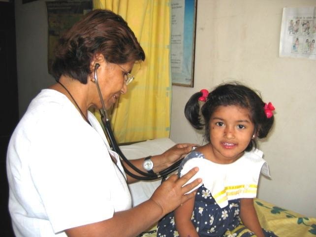   A nurse doing an annual checkup. &nbsp;The medical team generally spends generously for the care of children and other patients seen in the clinic. This is necessary because there is very limited government funding for medical and surgical treatmen