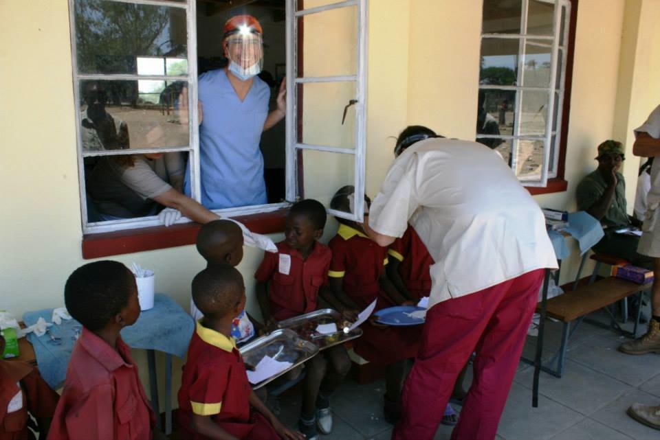   Diego checking school children at Ngamo to prep them for procedures. &nbsp;Every year we do a clinic here to service communities along the Hwange Park boundary not accessible to our busses.  