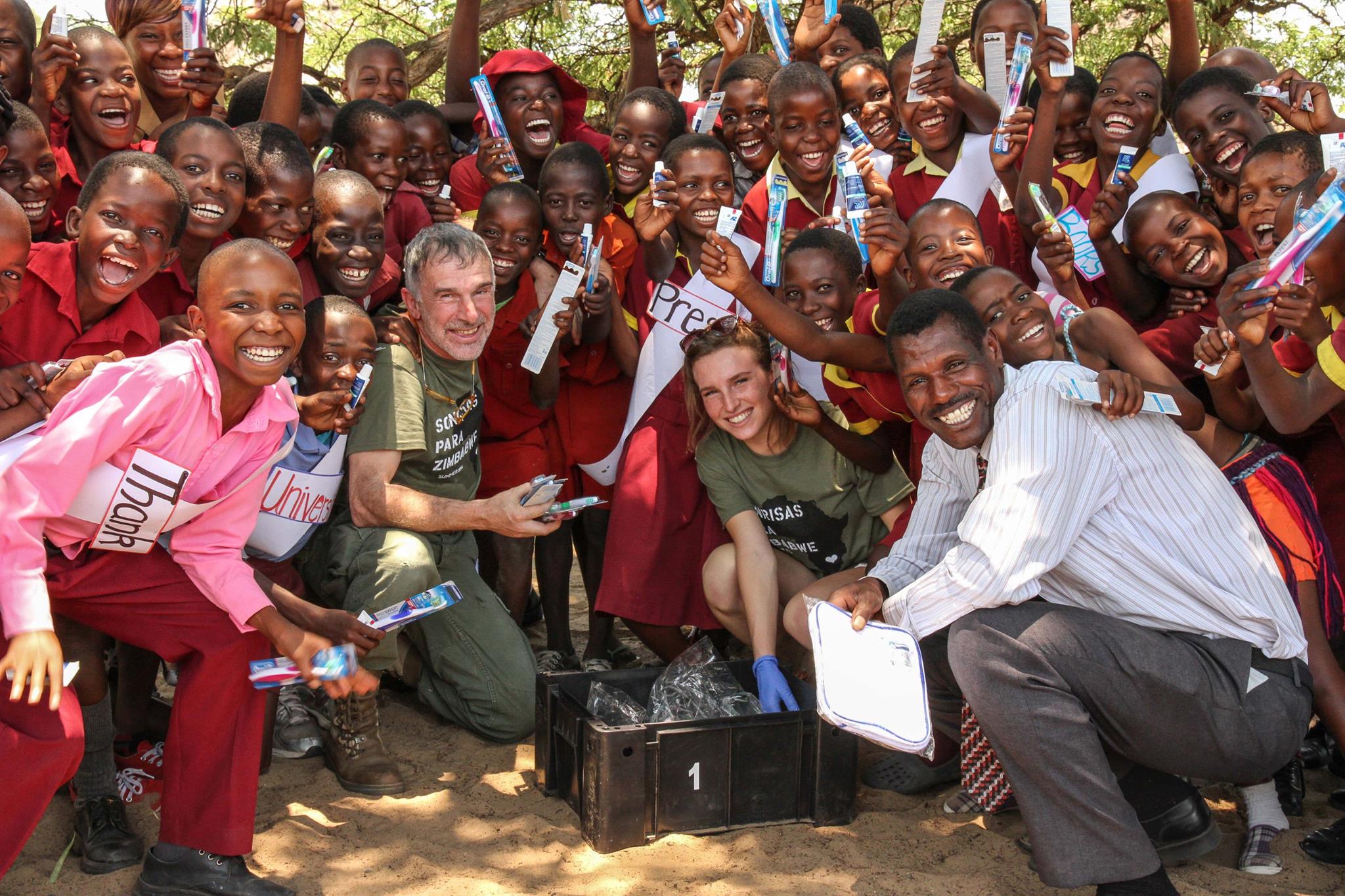  Thanks to our friends from GUM and Post Oak Dental, each child received a toothbrush and toothpaste at the Ngamo School. 