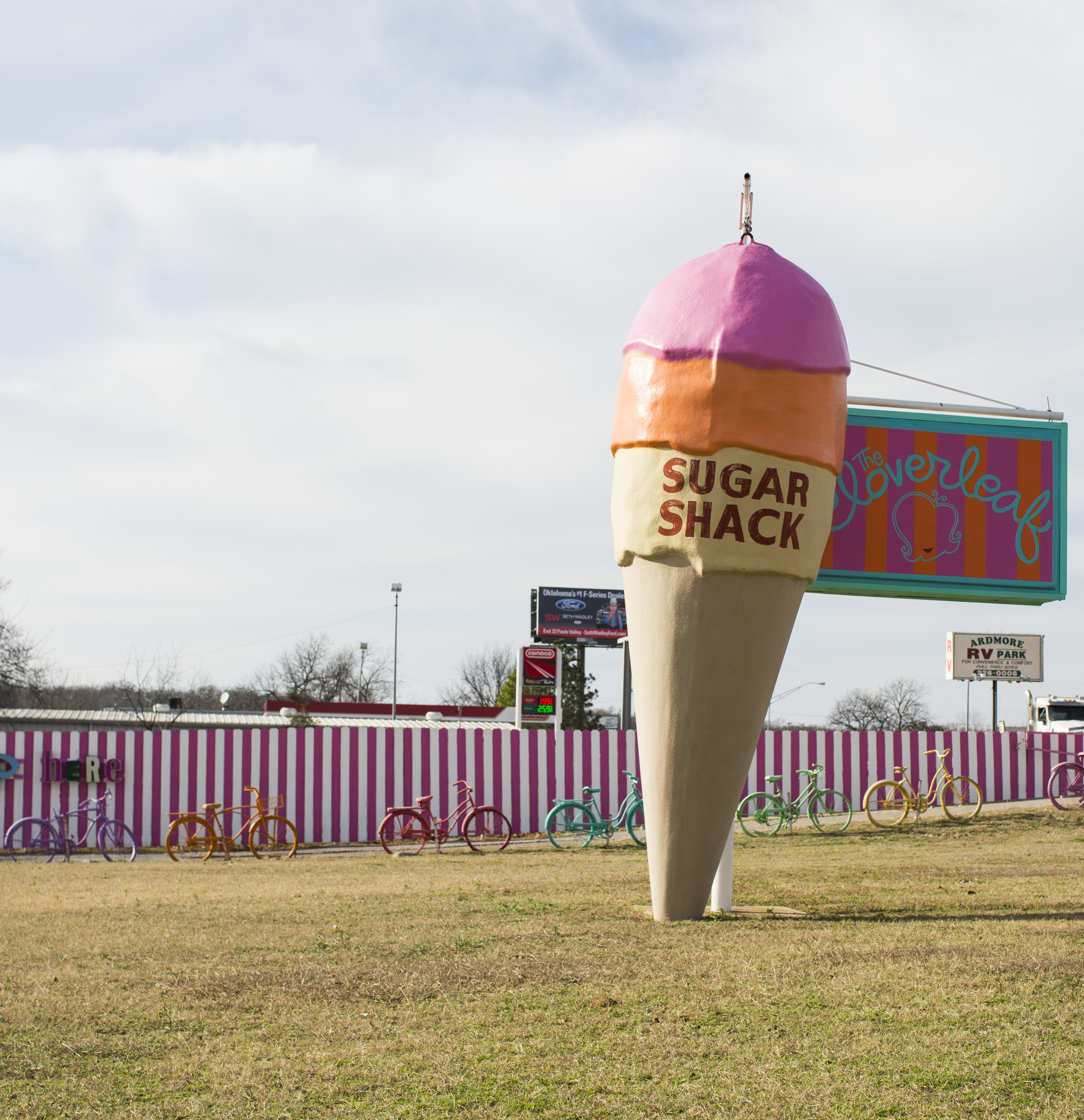 All of these these items my mother has purchased during Antiques Week. Of course this is just a sample. She fills an entire semi trailer twice a year and brings it home. This particular ice cream cone pretty much filled a semi trailer itself standing at a towering 20 feet tall!!!