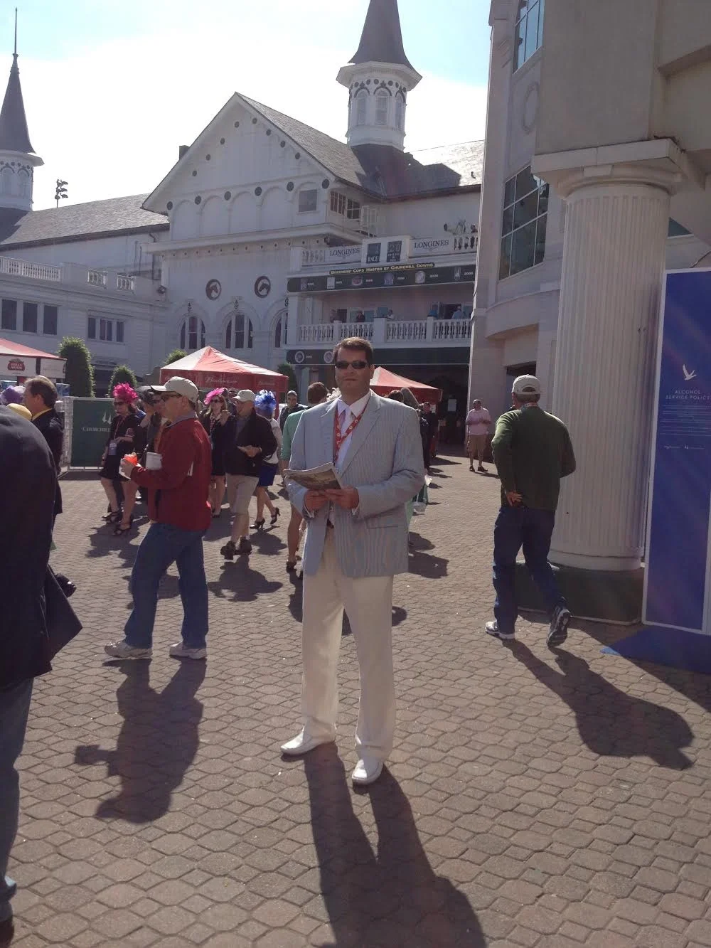 Tom Carley in front of the Twin Spires at Churchill Downs