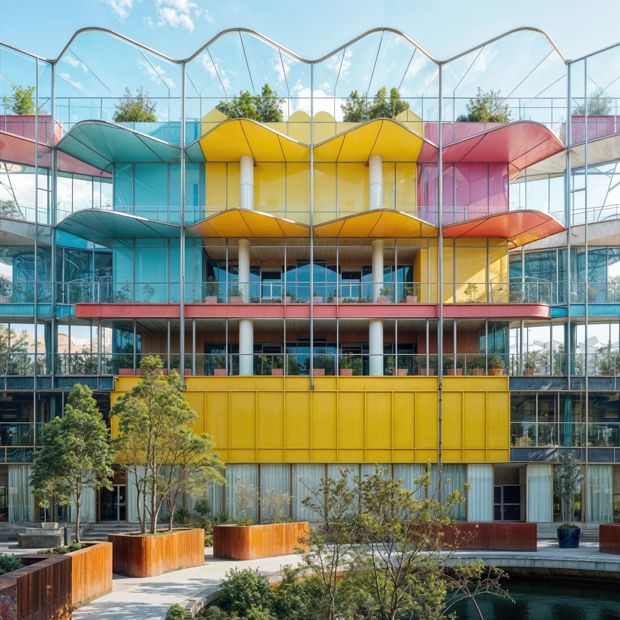 Glass petals opening to the sky.
A garden suspended in light. 🌿🌈

#Dreamscape #UrbanPoetry #Flux1 #aiarchitecture #architecture #architecturelovers