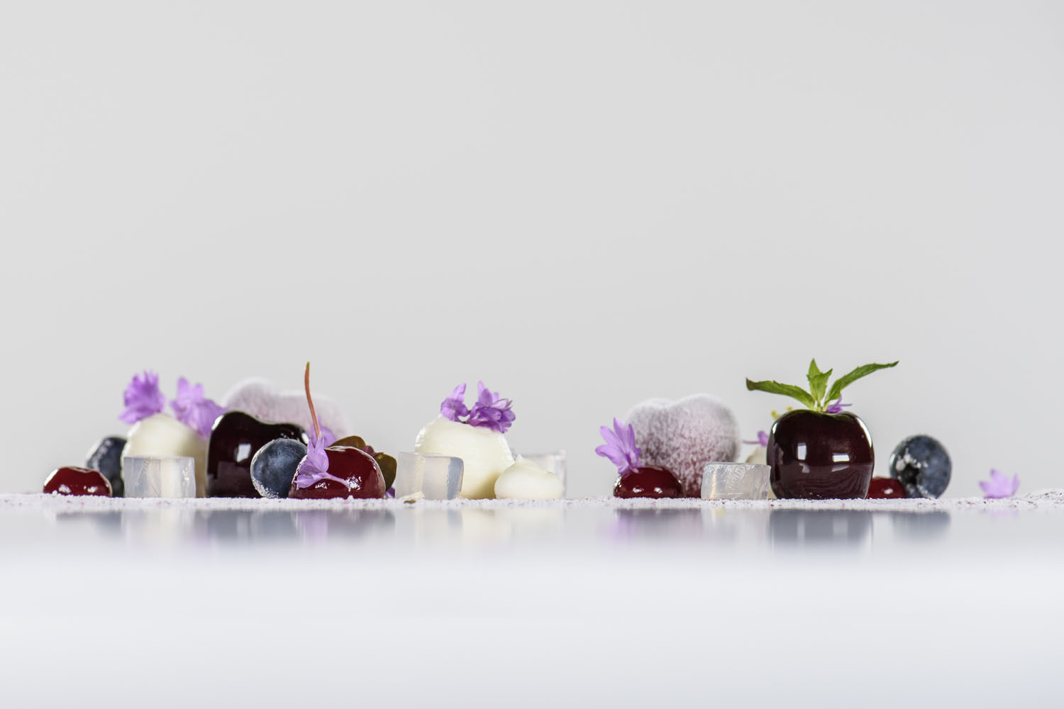 Cherry - morello, sakura tea granite, ginger ice cream, crystalized rose petals