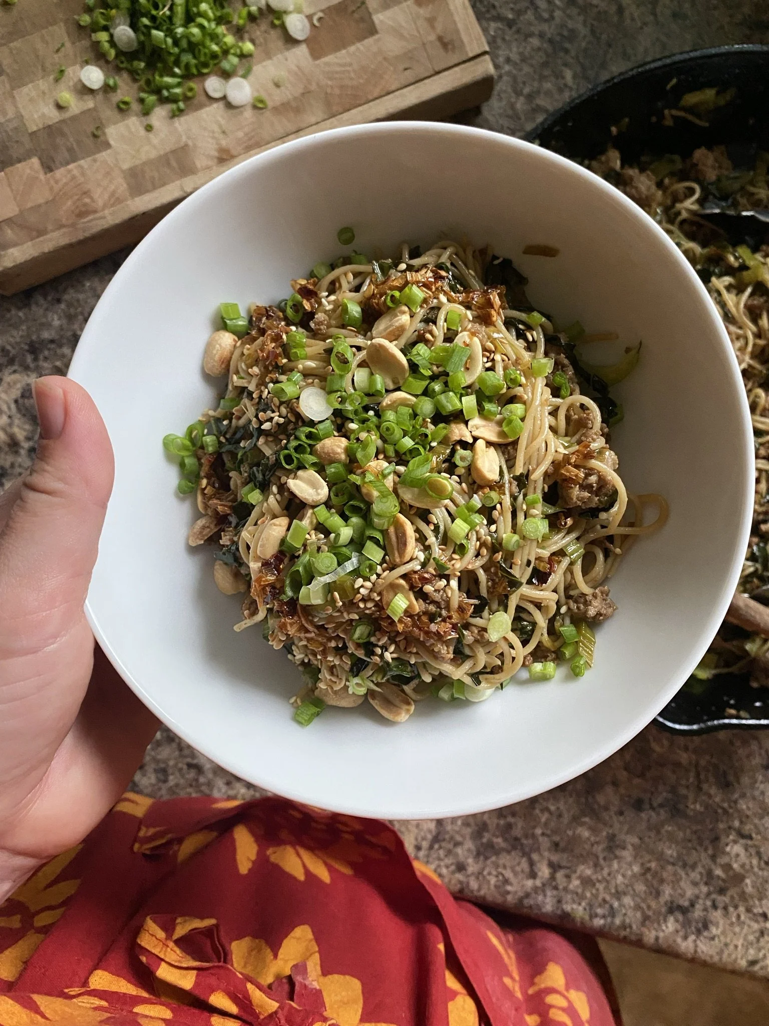 Bok Choy Noodles with Garlic Chili Crisp